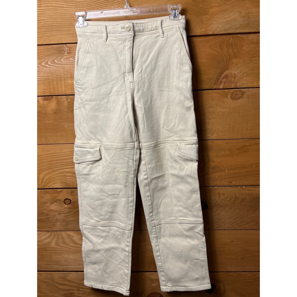 Wilfred Free Women 4 Beige Cargo Pants Utility Style Cropped Casual Straight leg